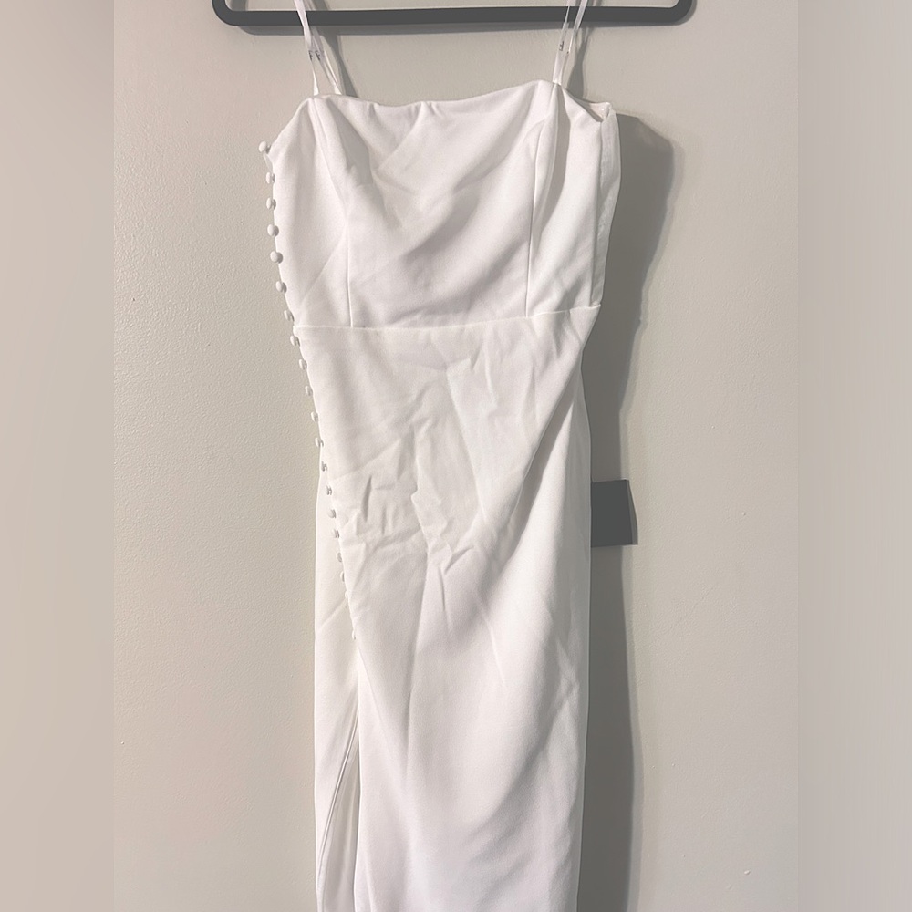 White, midi wedding reception/rehearsal dress